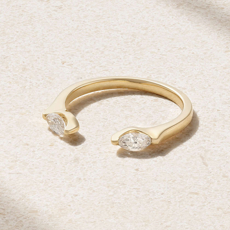 Marquise Clear Cubic Zirconia 925 Sterling Silver Open Adjustable Ring