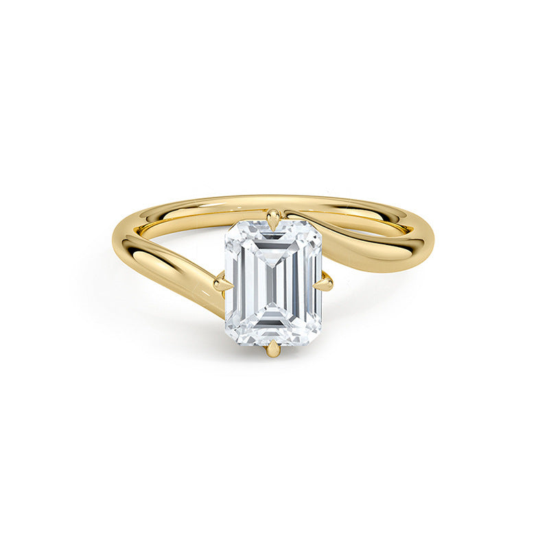 Geometric Rectangular Clear Cubic Zirconia 925 Sterling Silver Twisted Band Ring Minimalist Fashion Commuter Elegant Unisex Statement Ring