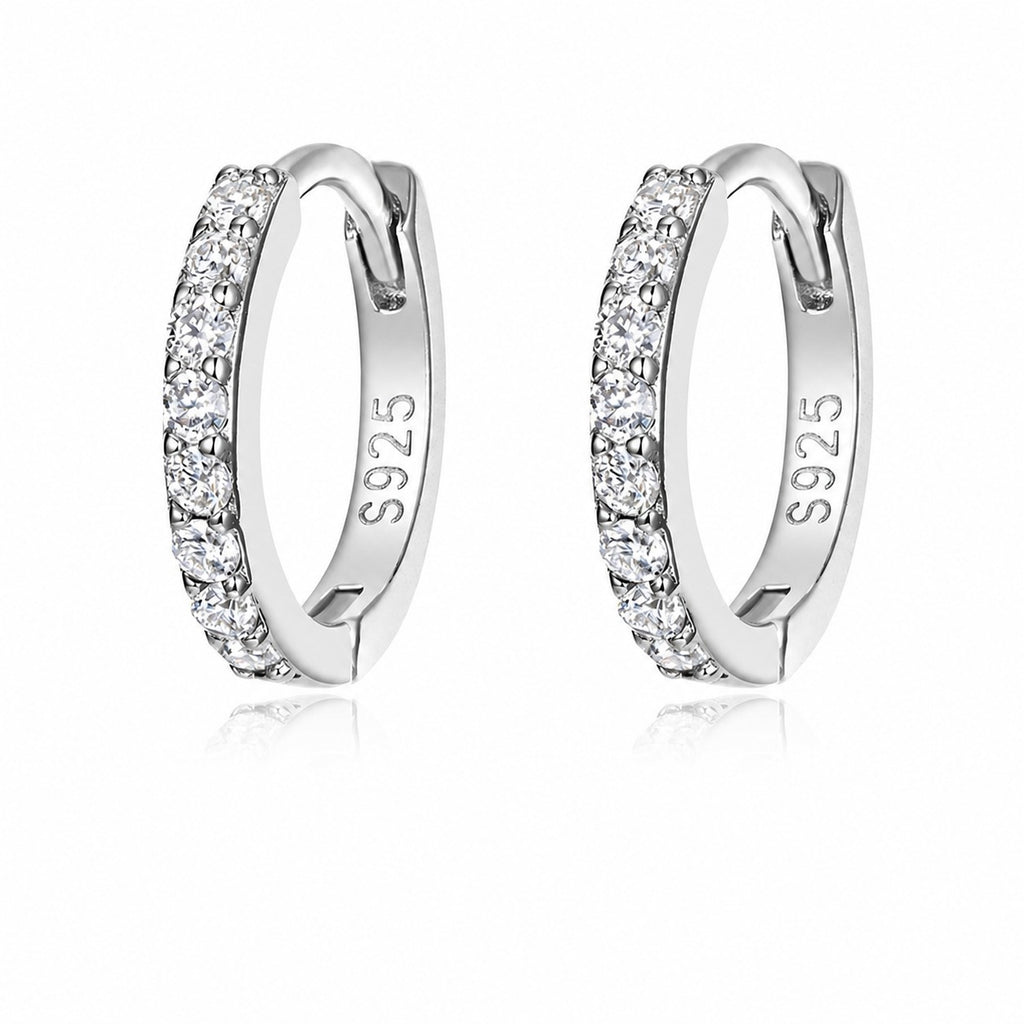 Mossanite 925 Sterling Silver Clasped Hoop Earrings
