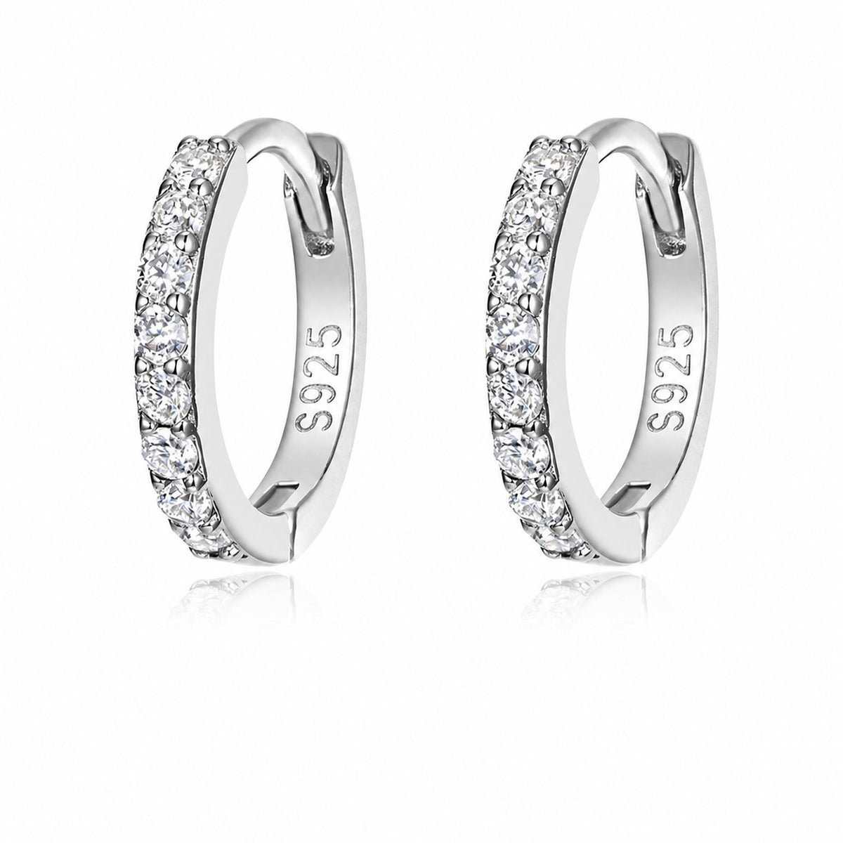 Mossanite 925 Sterling Silver Clasped Hoop Earrings