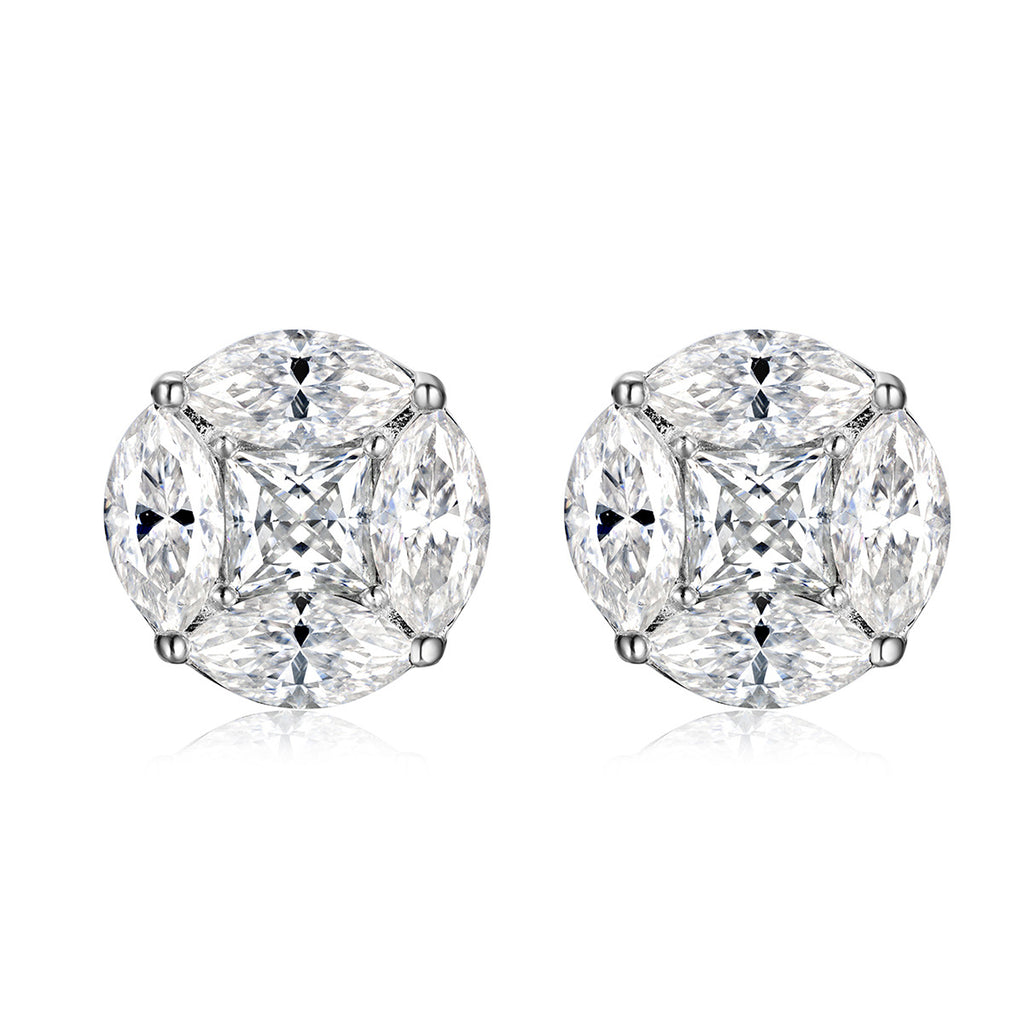 Round Full Set Marquise Cut Versatile  925 Sterling Silver Earrings