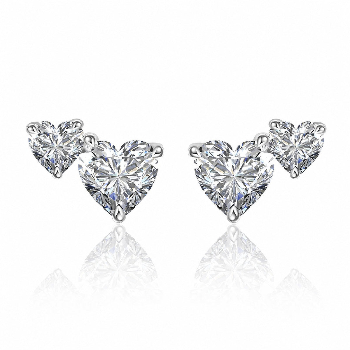 Moissanite Versatile Everyday Heart-Shaped Bezel-Set 925 Sterling Silver Stud Earrings