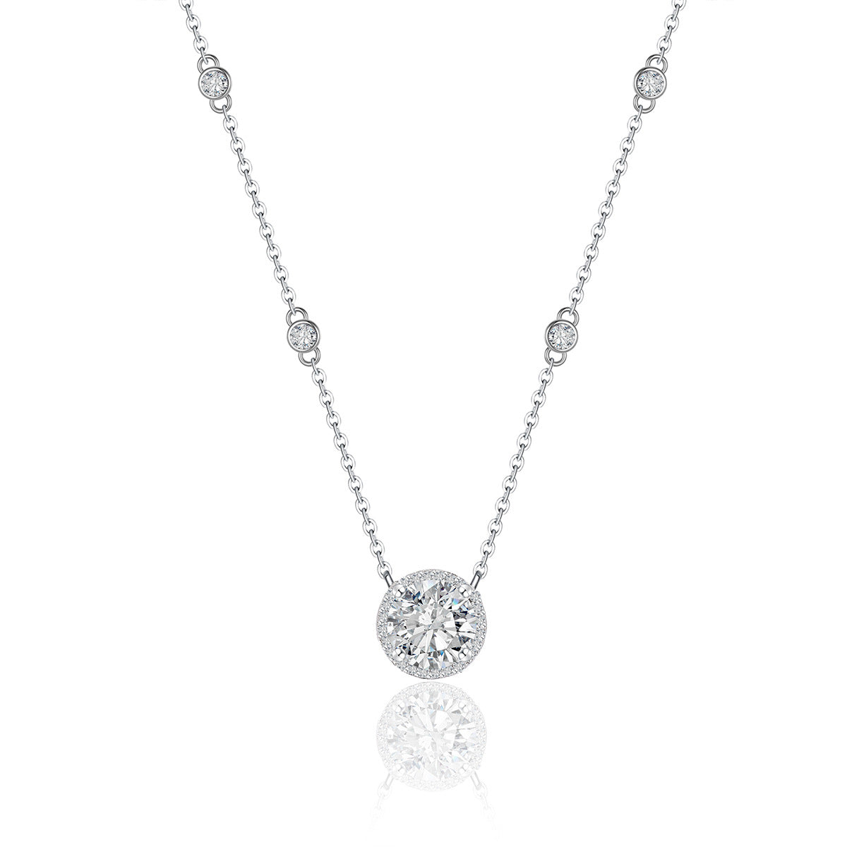 Mossanite Star-Shaped Pendant in 925 Sterling Silver  Collarbone Necklace