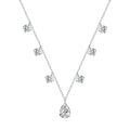 Geometric U Shaped Pear Shaped Dangle Pendant 925 Sterling Silver Moissanite Necklace