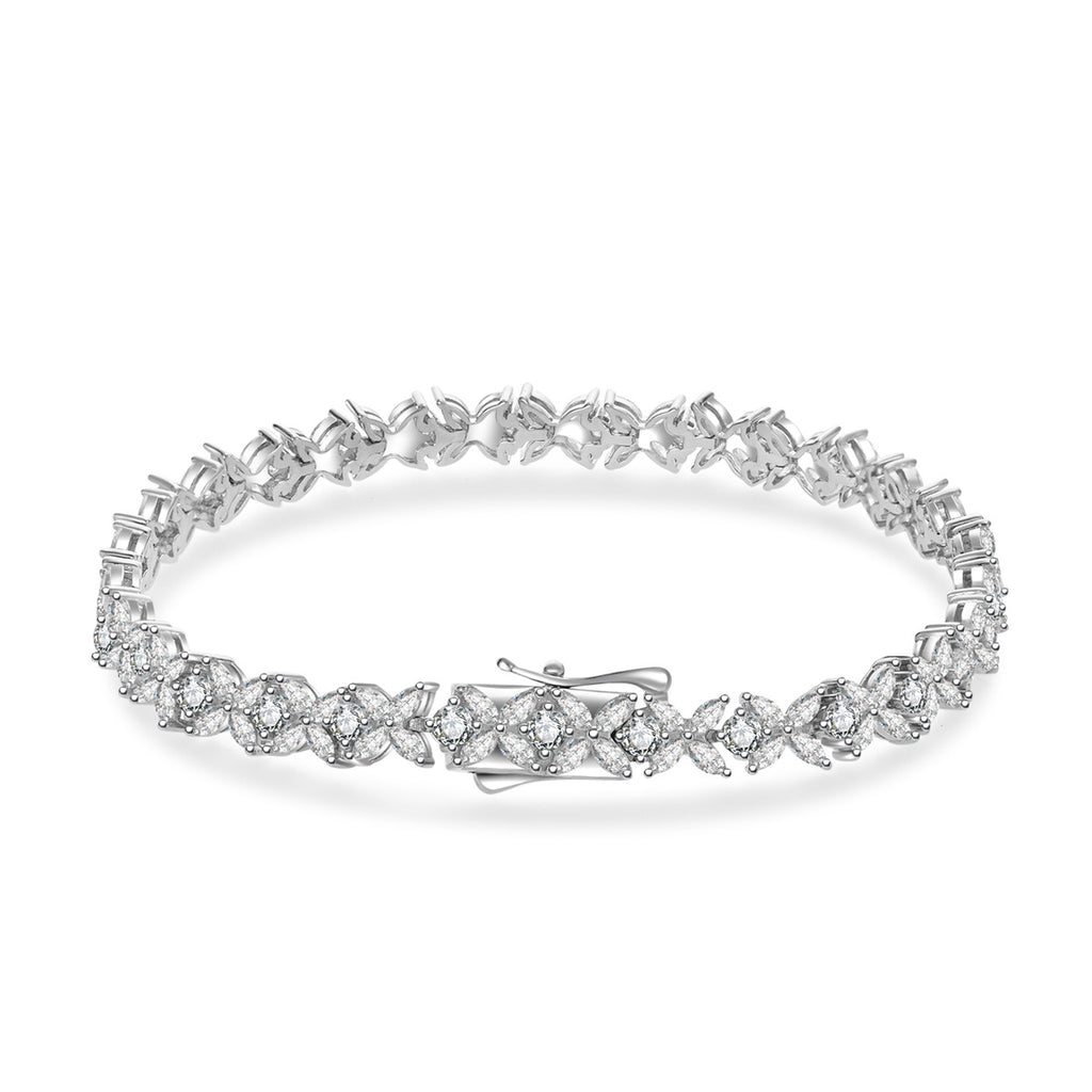 Mossanite Floral Pattern Full-Set 925 Sterling Silver Bracelet