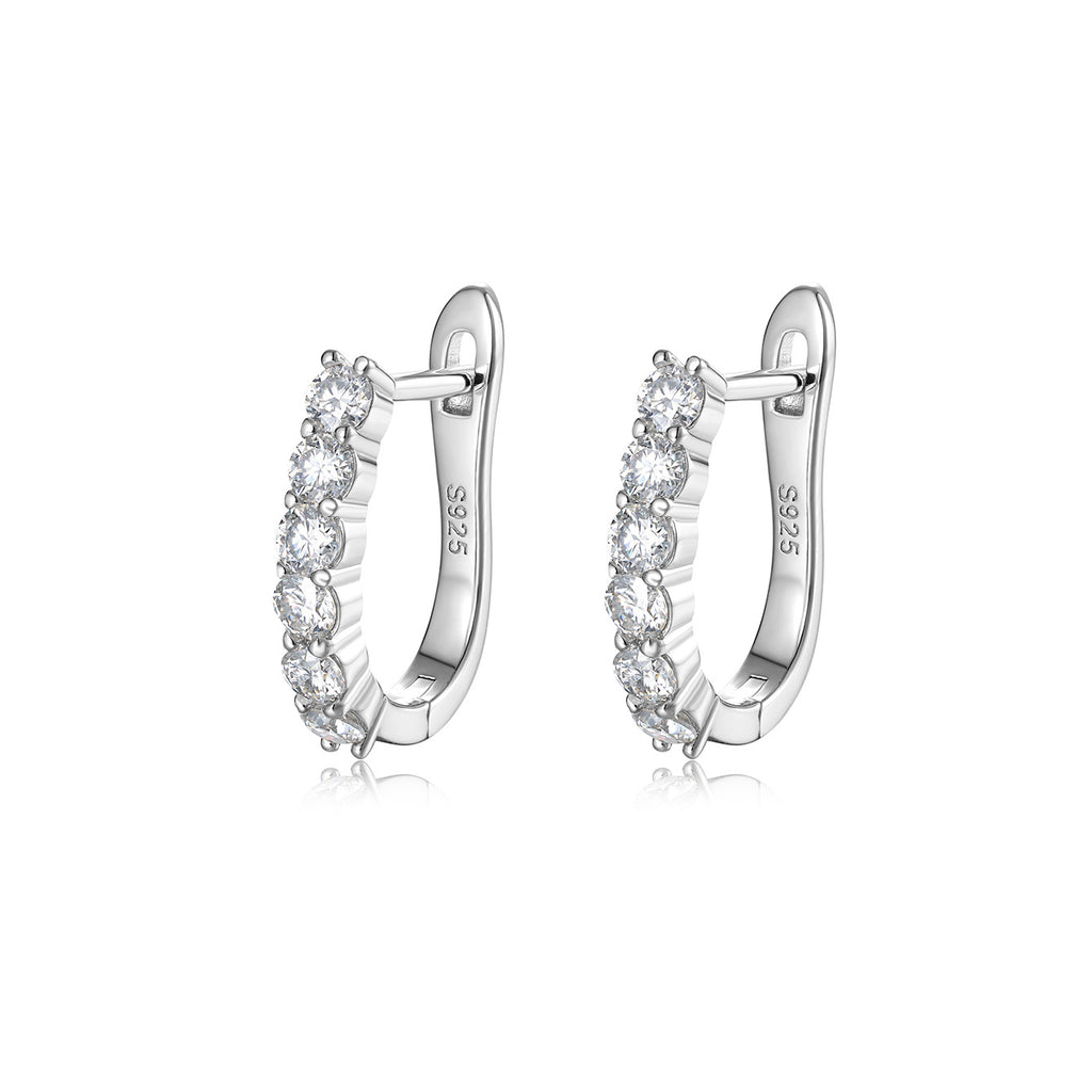 Minimalist-Style Moissanite Stud Earrings In A Row Setting 925 Sterling Silver Earrings