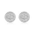 Round Daisy Halo Moissanite  925 Sterling Silver Stud Earrings