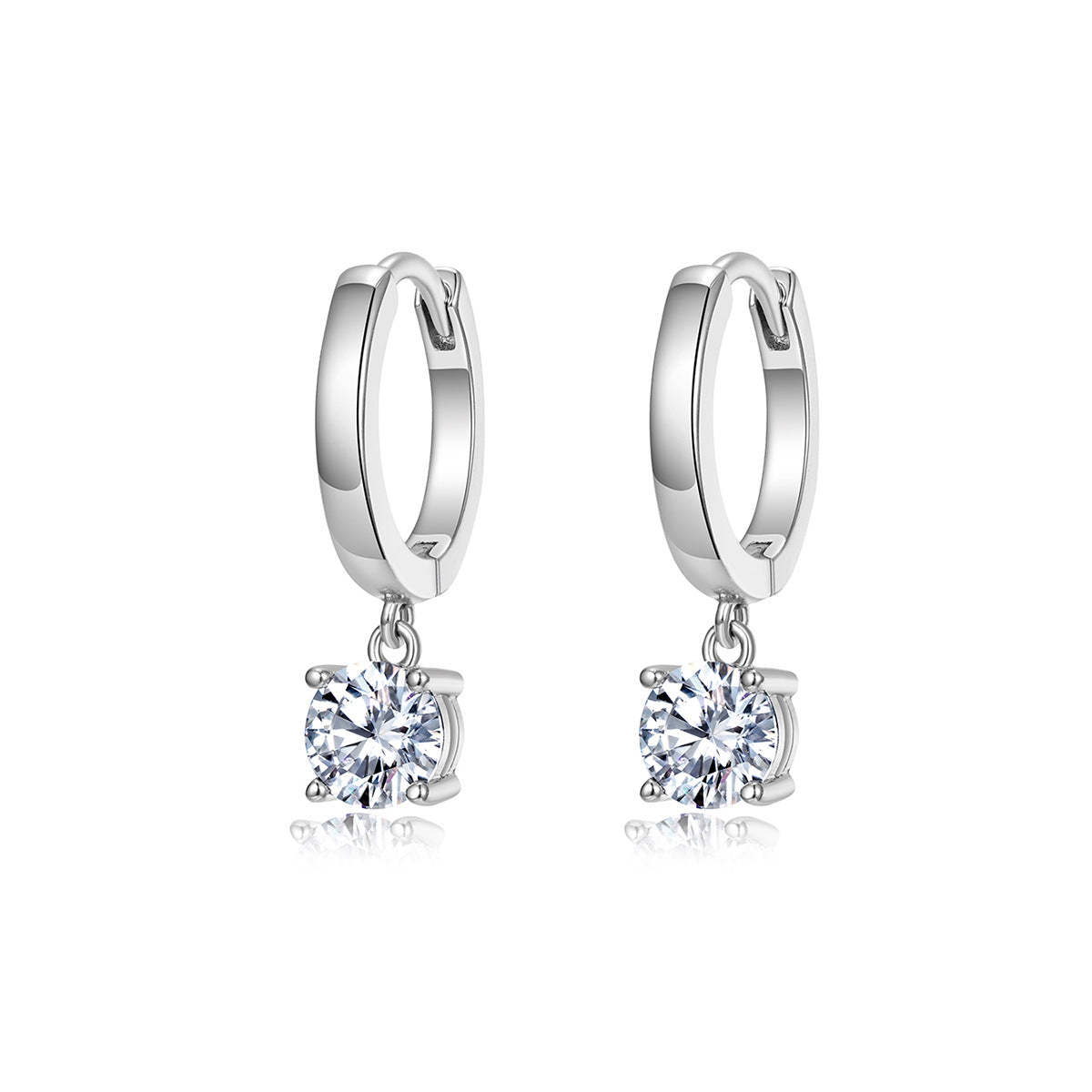 Round Moissanite Hoop Earrings 925 Sterling Silver Drop Earrings