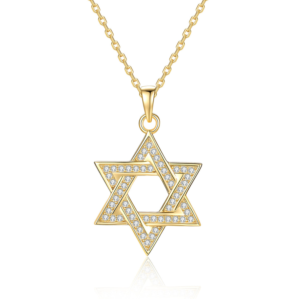 Religious Six Pointed Star Moissanite Pendant 925 Sterling Silver Necklace
