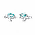 Ocean Series Sea Turtle Glass 925 Sterling Silver Plated Stud Earrings