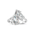 Moissanite Teardrop Centre Stone With Marquise-Cut Side Stones 925 Sterling Silver Ring