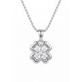 Clover Flower Cubic Zirconia 925 Sterling Silver Ball Chain Necklace