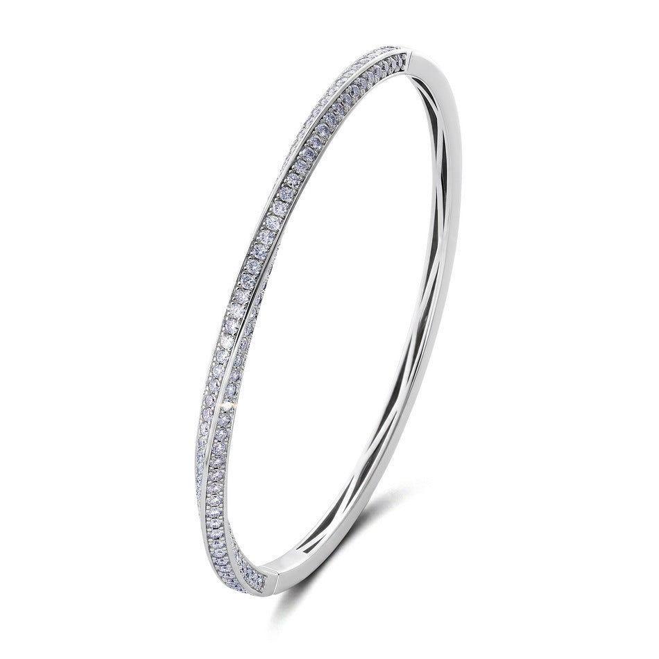 Geometric Twisted Mobius Moissanite 925 Sterling Silver Bangle