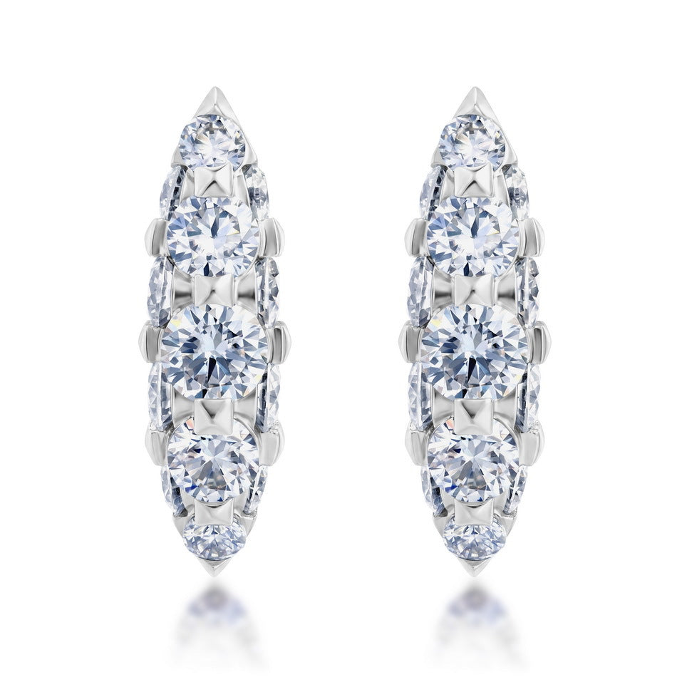 Geometric Marquise Cluster Moissanite  925 Sterling Silver Hoop Earrings