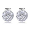 Daisy Flower Cluster Moissanite  White Tone 925 Sterling Silver Stud Earrings