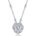 Heart Shape Moissanite Cluster Flower Pendant  925 Sterling Silver Necklace