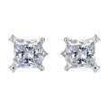 Moissanite Geometric Star Corner Princess Cut Square 925 Sterling Silver Stud Earrings