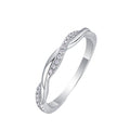 Moissanite Twisted Wave Line 925 Sterling Silver  Minimalist Geometric Pave Band Ring