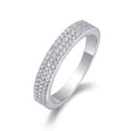 Silver Tone Moissanite Multi Row Pave Band Ring Geometric Elegant Fashion 925 Sterling Silver Ring