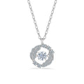 Moissanite Wing Halo Round Pendant 925 Sterling Silver Micro Pave Elegant Fashion Necklace