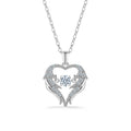 Heart Angel Wing Moissanite 925 Sterling Silver Moving Center Stone Pendant Necklace