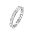 D Color Square Moissanite Full Eternity 925 Sterling Silver Ring