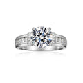 Round D Color Moissanite 925 Sterling Silver Four Prong Ring