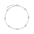 Round Bezel Set Moissanite Silver Chain 925 Sterling Silver Seven Stone Geometric Bracelet