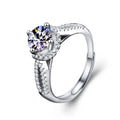 Lady Round Moissanite CZ Babysbreath 925 Sterling Silver Adjustable Ring