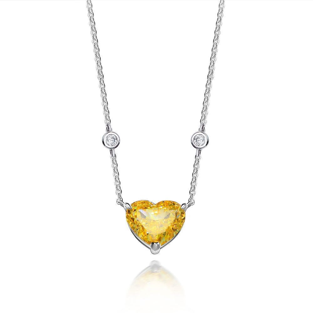 Heart Shaped High Carat Diamond Pendant on a 925 Sterling Silver Heart Necklace