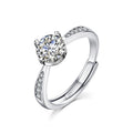 Wedding Classic Four Claw Round Moissanite CZ 25 Sterling Silver Adjustable Ring