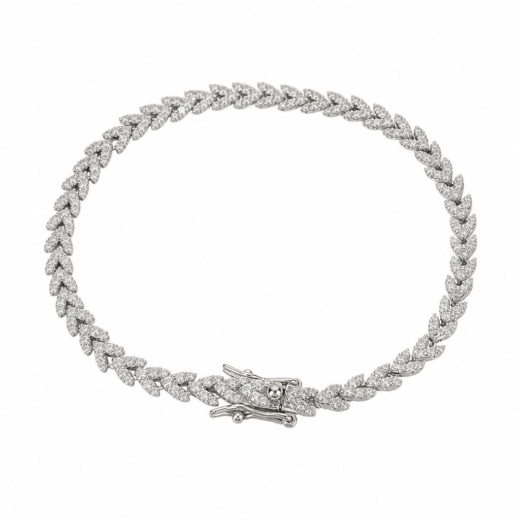 High-Carbon Diamond Wheat Sheaf Versatile 925 Sterling Silver Bracelet