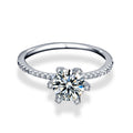 Beautiful Six Claw Moissanite CZ Flower 925 Sterling Silver Ring
