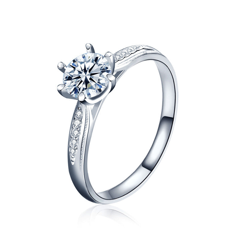 Minimalism Simple Six Claw Moissanite CZ 25 Sterling Silver Ring