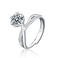 Masculine Round  Moissanite CZ Flower Cross 925 Sterling Silver Adjustable Ring
