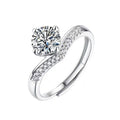 Girl Round Moissanite CZ Princess Crown 925 Sterling Silver Adjustable Ring