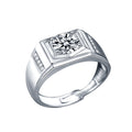 Men's Fashion Moissanite CZ Rectangle 925 Sterling Silver Ring
