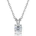 Round Four Prong Moissanite Pendant Pure Metal 925 Sterling Silver Necklace