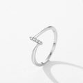 Simple Round CZ Lines Number 1 925 Sterling Silver Adjustable Ring