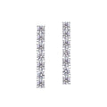 Long Vertical Bar Moissanite 925 Silver Round Prong Set Line Stud Earrings