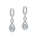 Moissanite Infinity Water Drop Hoop Drop Earrings   925 Silver Geometric Dangle Earrings