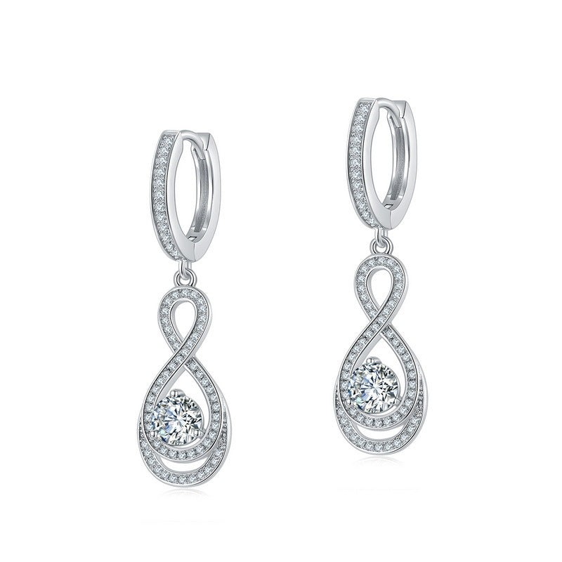 Moissanite Infinity Water Drop Hoop Drop Earrings   925 Silver Geometric Dangle Earrings