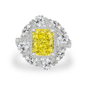 Stylish Yellow Rectangular Zirconia Halo 925 Sterling Silver Ring