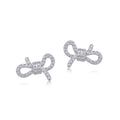 Bowknot Cubic Zirconia Ear  925 Sterling Silver Stud Earrings