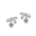 Bow Knot Moissanite Earrings Vintage Fashion 925 Sterling Silver Stud Drop Earrings