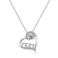Moissanite Heart MOM Letter Pendant 925 Sterling Silver Necklace