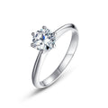 Classic Round Moissanite Six Prong Solitaire  925 Sterling Silver Closed Band Ring