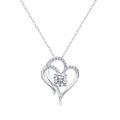 Moissanite Heart And Geometric Pendant  925 Sterling Silver Necklace