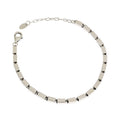 Vintage Silver Geometric Block Link Chain S925 Sterling Silver Adjustable Bracelet
