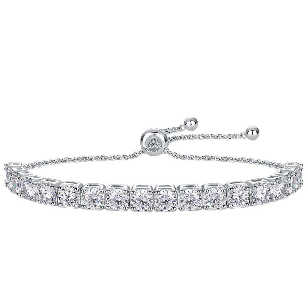 Women 925 Sterling Silver Adjustable Luxury Fashion Jewelry Elegant Moissanite Tennis Bracelet